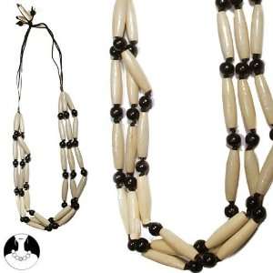   sg paris women necklace long necklace 3 rows 95 cm beige wood Jewelry