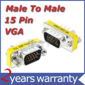 15 Pin HD SVGA VGA Male to Male Gender Changer Adapter  