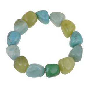  Blue and Green Genuine Multi Stone Nugget Bracelet, 7.5 Jewelry