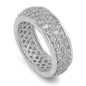    Sterling Silver Cubic Zirconia Eternity Ring Size 7 Jewelry