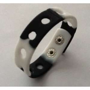 Black & White Silicone Bracelet for Shoe Charms + Free 
