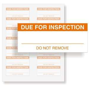  DUE FOR INSPECTION Vinyl Label, 1.5 x 0.625 Office 