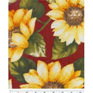  45 Wide *King Sunflower   Maroon Fabric By The Yard 