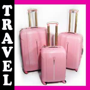   Rolling Expandable Suitcase Polycarbonate Pink New