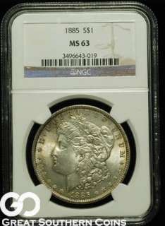 1885 NGC Morgan Silver Dollar NGC MS 63  