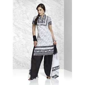  Black and White Printed Salwar Kameez Cotton Everything 