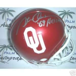 Steve Owens signed Oklahoma Sooners Mini Helmet