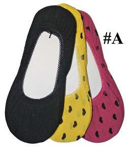 WOMENS YELLOW,BLACK COTTON HEART PEDS,FOOT LINER #17  