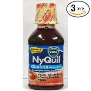 Vicks NyQuil Cold and Flu Nighttime Relief Liquid, Great Taste Vanilla 