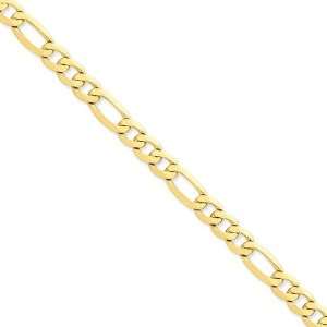  14k Yellow Gold 8 inch 7.50 mm Flat Figaro Chain Bracelet 