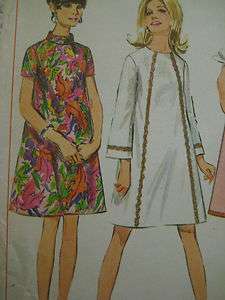 Vintage Simplicity 7431 DEMI TENT DRESS HIGH NECK Sewing Pattern Women 