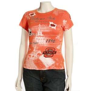   Cowboys Womens Orange Rhinestone T shirt (Small)