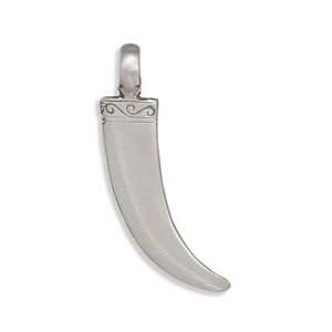 Italian Horn Pewter Pendant 2 1/16(18adj 20 Inches) Necklace Silk 
