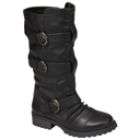 Qupid Womens Montage Three Buckle Casual Boot   Black