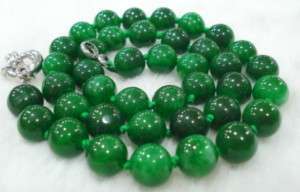 Charming 10mm Emerald Gemstone Beads Necklace 18  