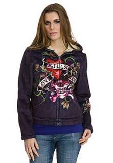 Ed Hardy Sweatjacke Ecological Fur Kapuze Lila  