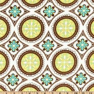  44 Wide Flourish Large Floral Tiles Green Fabric By The 