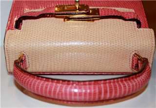 Dinastie Mini Kelly pink lizard handbag Purse  