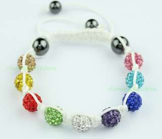   Dazzling giftCZ Crystal disco balls Shamballa Bracelets+box SL925 18K
