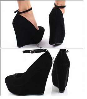 NEW~Fashion Womens shoes heels suede wedge heel shoes occupational 