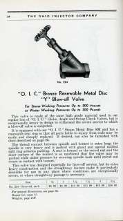 Ohio Injector Company OIC Valves Catalog Asbestos 1935 Bronze Iron 