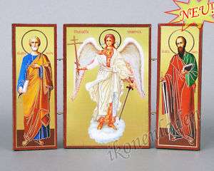 Holz Triptychon Schutzengel ikone 15x10 icon neu  
