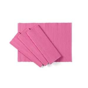  Pink Ribbed Cotton Placemats, Set of 4