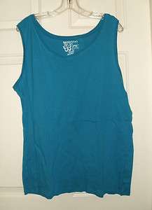   Essential Tank Top Just My Size JMS V Neck Turquoise Blue White Brown
