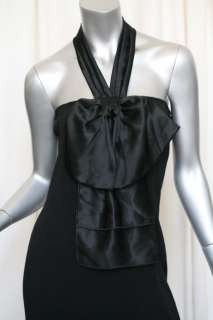 CHRISTIAN DIOR Black SILK Knit+Halter Bow Dress 10 NEW  