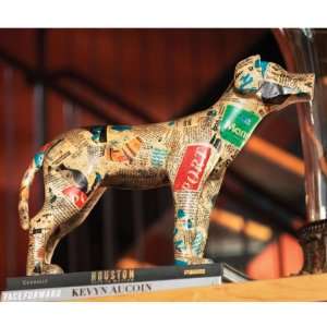 Decoupage Dog Statue Sculpture Ecclectic and Unusual 