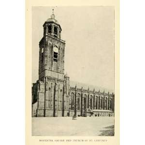 1899 Print Deventer Square Church St Lebuinus Spire Tower Netherlands 