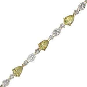  Lemon Quartz Diamond Gemstone Bracelet in Two Tone Gold 