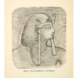 1886 Wood Engraving Egyptian Royalty Ramesses IX Historic Ancient 