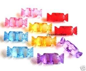 10 Big Acrylic Candy Candies Beads Bow Charms Buttons  