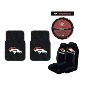   Seat Covers, and a Comfort Grip Steering Wheel Cover   Denver Broncos