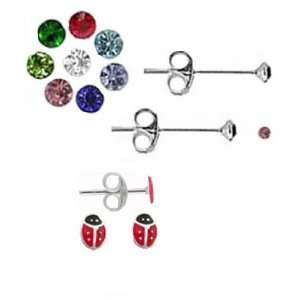  Infant Birthstone Earrings Available in 12 Colors (January 