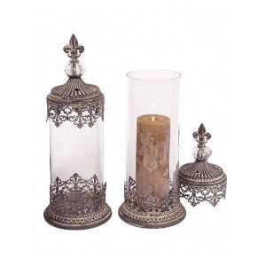 Pack of 6 Garden Getaway Decorative Fleur de Lis Glass Pillar Candle 