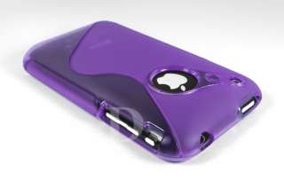 NEW PURPLE RUBBER TPU CASE SKIN COVER FOR IPHONE 3G 3GS  