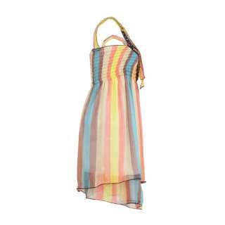 Fancy Rainbow Stripes Designed Braces Skirt Chiffon Womens Strap Mini 