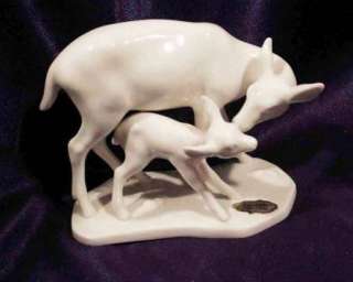 Noritake Mothers Day 1974 All White Deer Doe Fawn  