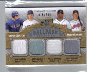   COLLECTION TEAMMATE TIMELINES 4 SWATCH  TEXAS RANGERS & INDIANS  