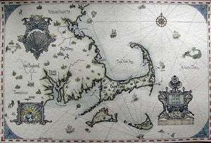Big Antique Looking Map of Cape Cod Marthas Vineyard Boston Hand 