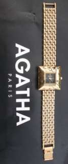 AGATHA PARIS France   Gold tone square wrist watch  