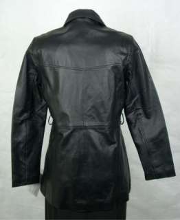 NWT U.S.A. LEATHER Womens Ladies Black LEATHER Coat Jacket size S 