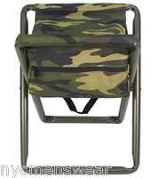WOODLAND CAMOUFLAGE DELUXE FOLDING STOOL W/POUCH ARMY  