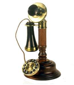 Golden Eagle Candlestick Telephone Walnut Vintage Style Wooden Wood 