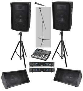   PA System 4 Band Church Club Speakers Amp Mixer Monitors Effects