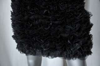 MULBERRY Black *RUFFLE SILK* Swan Short Mini Above Knee Layered Skirt 