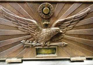 Antique Bronze U.S. Post Office Mail Box Door Flying Eagle Plate Large 