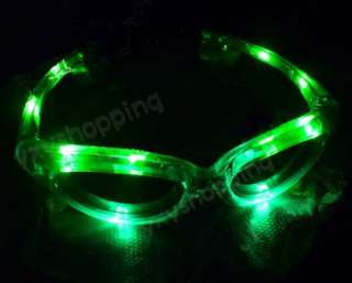 GREEN LED SUNGLASSES GLASSES RAVE LIGHT GLOW PARTY CLUB  
